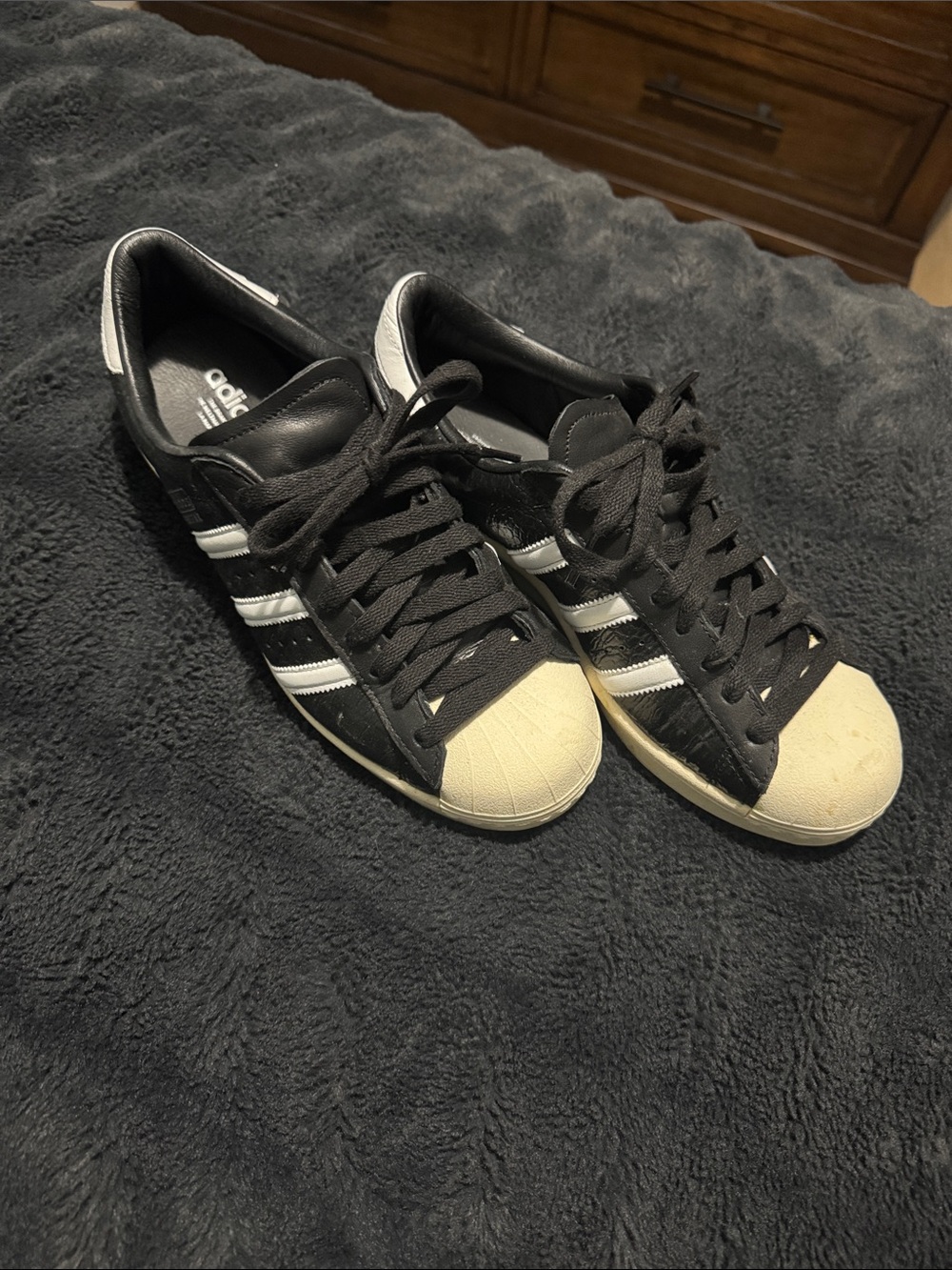 adidas Womens Black & White Superstar Sneaker